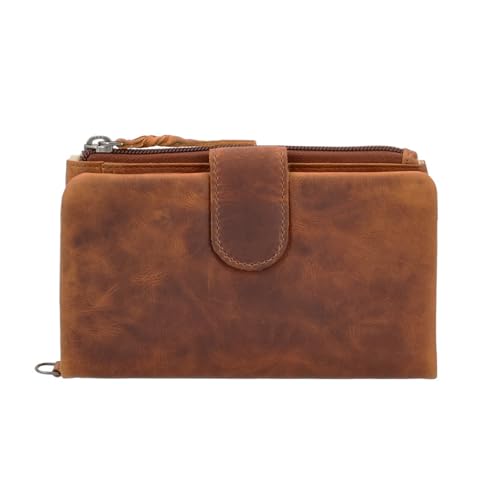 Harper RFID Distressed Leather Wallet with ID Slots and Coin Pouch (Distressed Brown)2