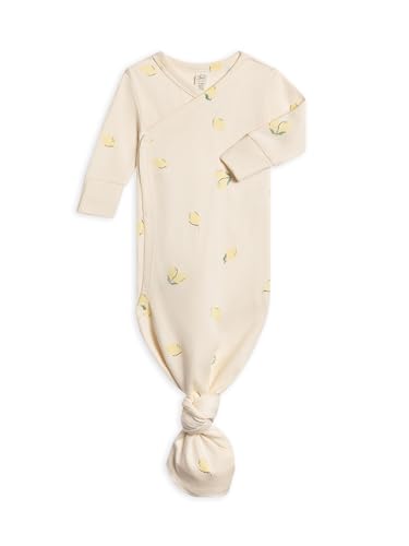 Image of Colored Organics Baby 100% Organic Cotton Newborn Knotted Gown - Infant Indy Kimono Wrap Front Tie Knot with Mitten Cuffs