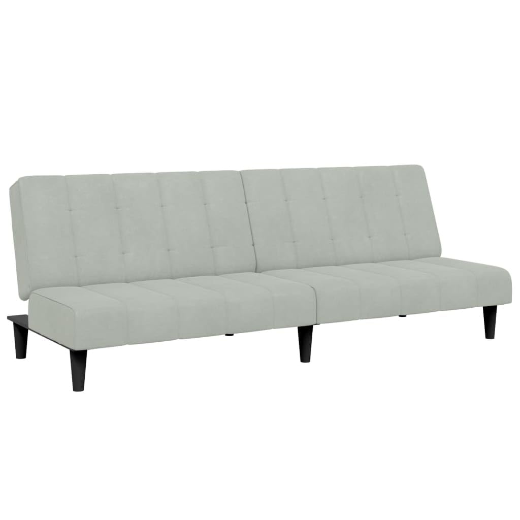 Divano letto a 2 posti, in velluto grigio chiaro, con poggiapiedi, 200 x 84,5 x 69 cm, trasformabile in letto, per soggiorno e camera degli ospiti