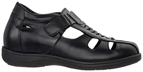 TOTO Men's Invisible Height Increasing Elevator Shoes - Black Leather Slip-on Super Lightweight Open-toe Sandals - 3.2 Inches Taller - G1307 - Size 9 D(M) US2