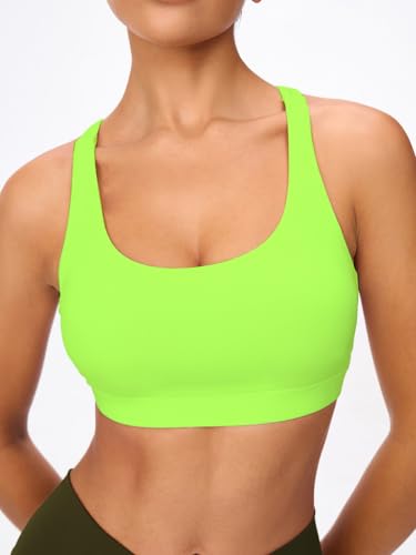 Image of Women's Strappy Sports Bras Light Compression Crop Criss Cross Back Padded Workout Yoga Bra Supportive U Neckline