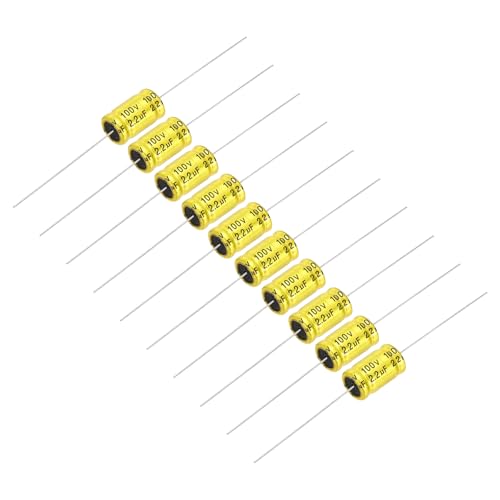 Image of sourcing map 10Pcs 2.2uF 100V Non-Polarized Electrolytic Capacitor, 17mm x 10mm Aluminum Audio Frequency Divider Capacitor for DIY Audio Projects Tweeter Speakers Car Amplifier