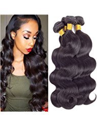 Brazilian Body Wave Unprocessed Hair 3 Bundles, Body Wave Remy Hair Extensions Virgin Hair, Soft Untangled Thick Smooth Pretty and True to Length (14&16&18)