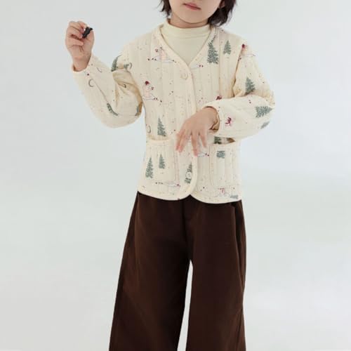 Toddler Boys Girls Floral Quilted Jacket Kids Lightweight Winter Coat Button Padded Warm Outerwear Puffer Jackets2