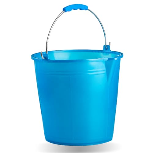 Ecoplast | Secchio 10 Litri con Manico Ergonomico e Becco, Azzurro, ø 27,7, Made in Italy