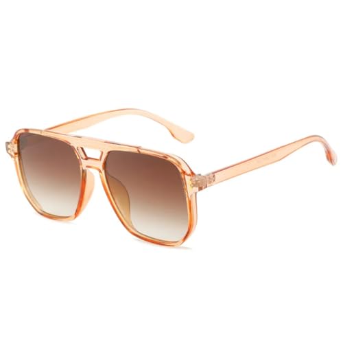 Lunettes de soleil carrées double pont aux finitions soignées et rivets rétro chic