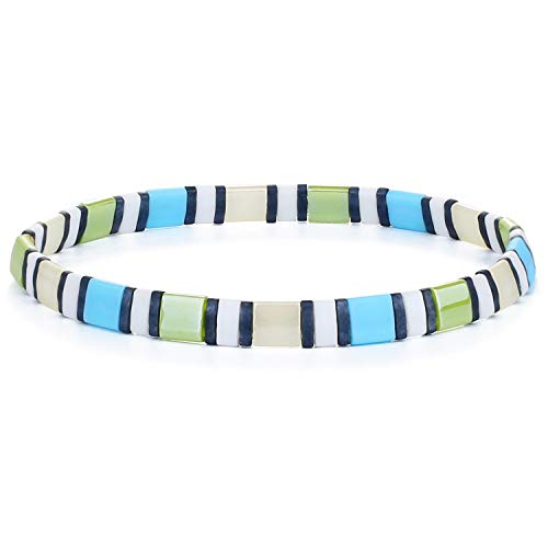 Image of KELITCH Women Stretch Bracelets Pearl Charms Tila Shell Beaded Friendship Bracelet