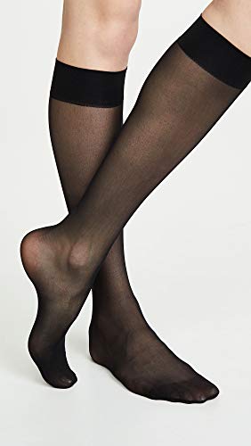 Image of Wolford Individual 10 Denier Knee-Highs Transparent For Women Sheer With Exceptional Smooth Soft Stretchable Comfort Band.