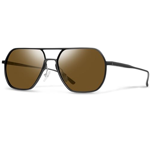 Image of SUNGAIT Polygon Aviator Sunglasses for Men Polarized Trendy Square Sun Glasses Retro Pilot Shades UV Protection