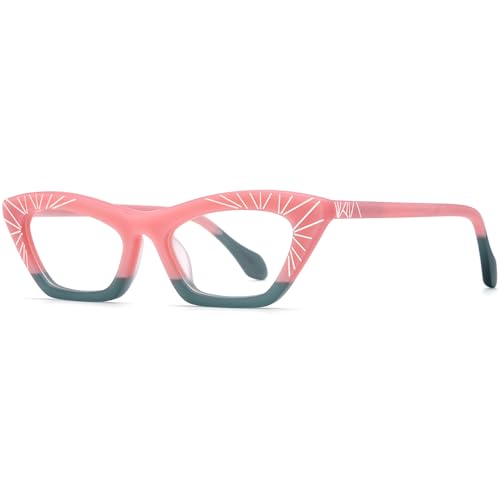 Image of HEPIDEM Multicolor Acetate Glasses Frame Women Cat Eye Eyeglasses Men Optical Spectacles 9291