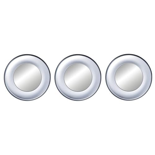 PREMIUS 3 Piece Carved Circle Mirror Wall Decor Set, Silver,