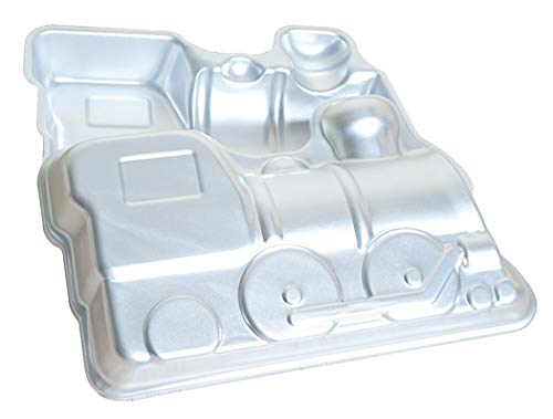 WJSYSHOP 11 Inch locomotive Train Engine Shaped Aluminum 3D Cake Mold Baking Mould Tin Cake Pan - locomotive