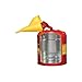 Justrite 5 Gallon Type I Red Safety Gas Can for Gasoline with Flame Arrester, Self-Closing Lid, and Funnel, Made in the USA, Galvanized Steel Flammable Storage Can, 7150110
