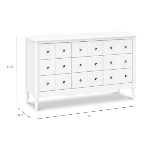Image of Namesake Liberty 9-Drawer Wide Assembled Dresser (56 inch) with 9+ inch Drawer Extension in Warm White, Greenguard Gold Certified, Smooth Glide, Adult and Child Nursery Dresser, Vintage /Apothecary Design
