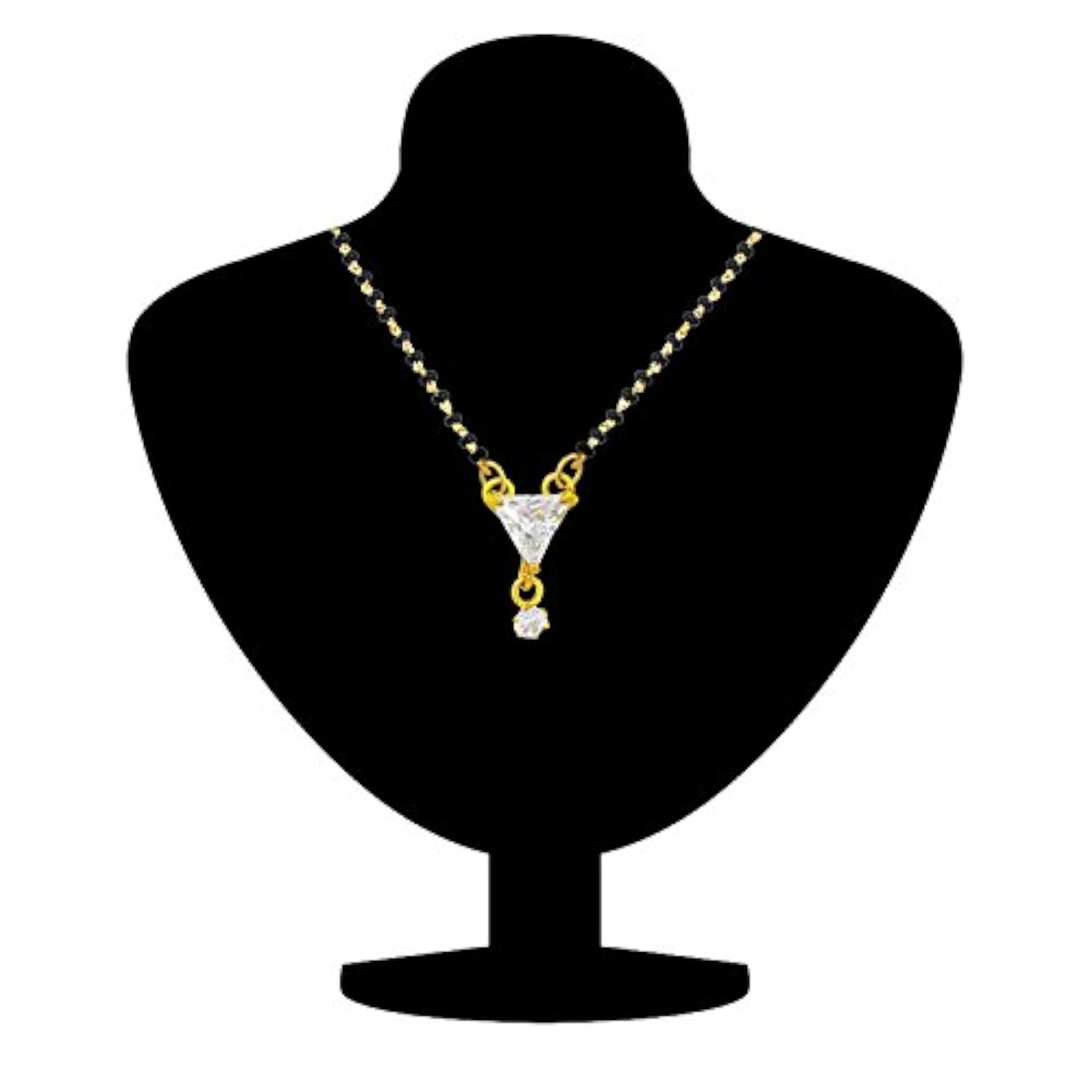 Women's Gold Plated Triangular Solitaire Mangalsutra Set