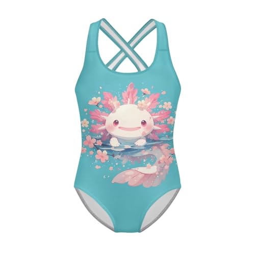 Image of Girls One Piece Swimsuits Teens Sleeveless Back Cross Strap Bathing Suit Kids Quick Dry Cute Beach Swimwear(5-14)