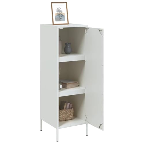 Highboard blanco 36x39x113 cm armario de acero con 3 compartimentos 6