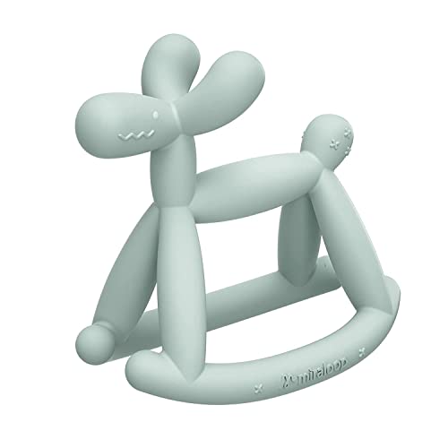 Image of Miraloop Teething Toy for Baby 0-6, 12, 18 Months Infant, Jellydog Never Drop Food Grade Silicone Rocking Teether, Prevent Choking & Odorless, Less Dust and Hair Adhesion, Baby Gift, Mint Green