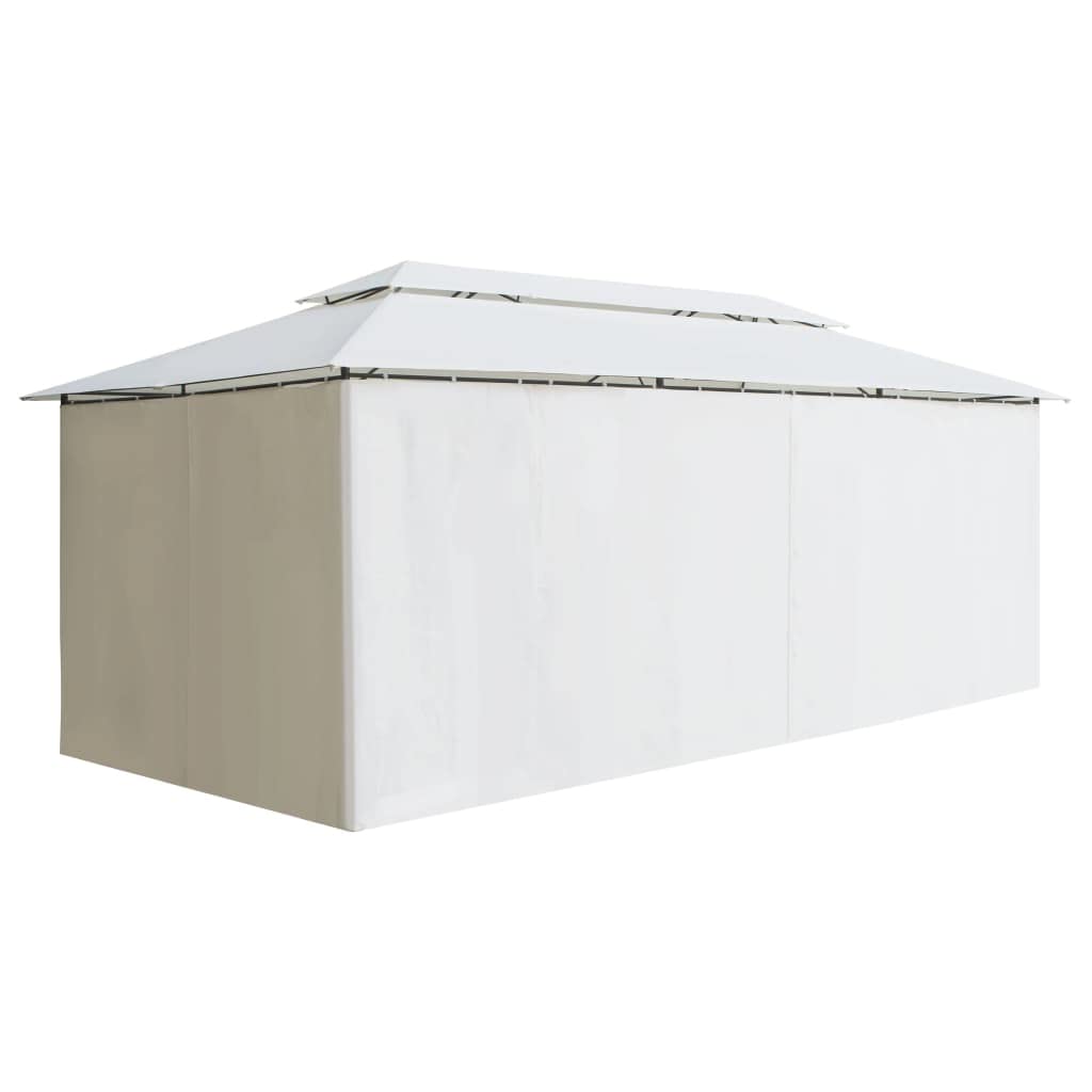 Pawilon ogrodowy z zasłonami, 600 x 298 x 270 cm, biały, 180 g/m², rura stalowa, namiot imprezowy, na taras, balkon, kemping, wesele, grillowanie, imprezę w ogrodzie
