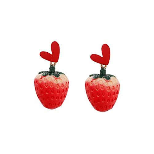 Boucles d'oreilles fraise acrylique légères pour en finir avec les lobés douloureux
