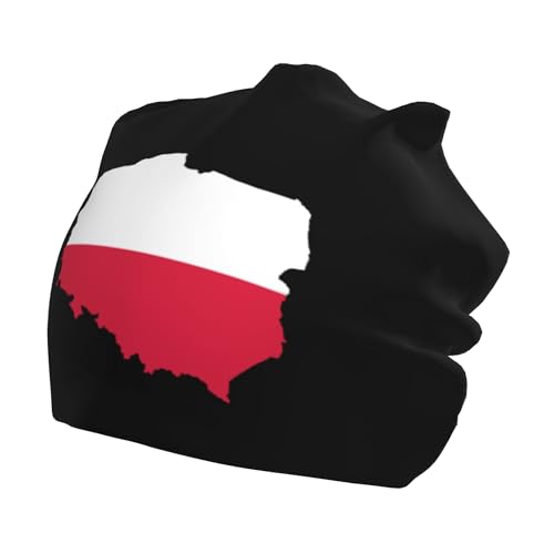 Poland Flag and map Children Hip Hop Knitted Hat Kids Elastic Leisure Knit Cap Warm Sleep Beanies Black