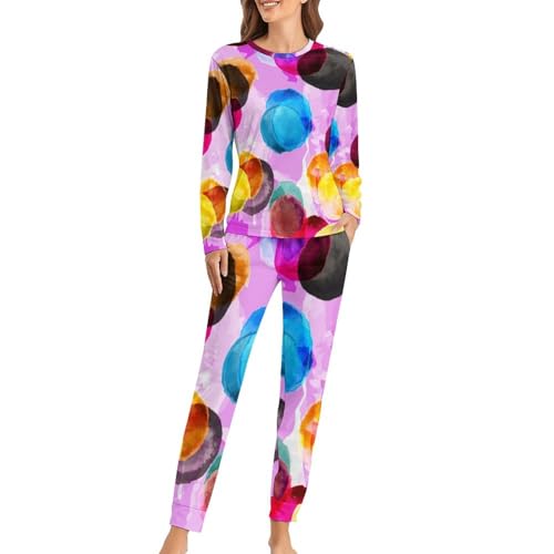 Pyjama femme manches longues sleepwear pantalon coton coloré