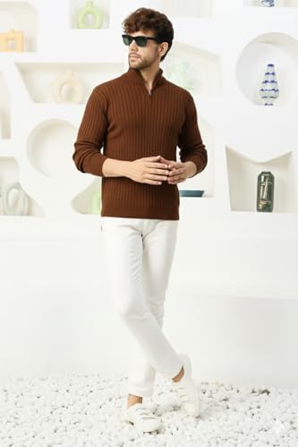 Image of Pivl Men's Winter Half Zip Solid Warm Sweater