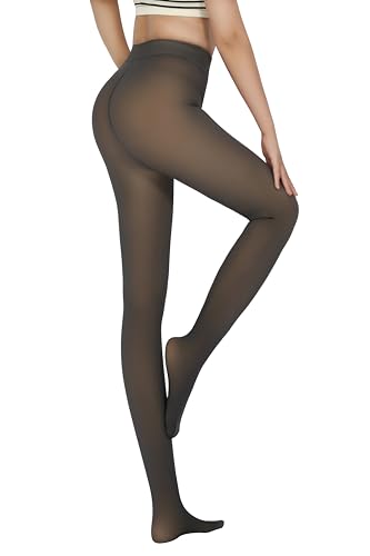 Image of X-CHENG 2 Pairs Fleece Lined Tights Women-Thermal Pantyhose leggings Women,Fake Translucent Skin Colored Tights for Winter