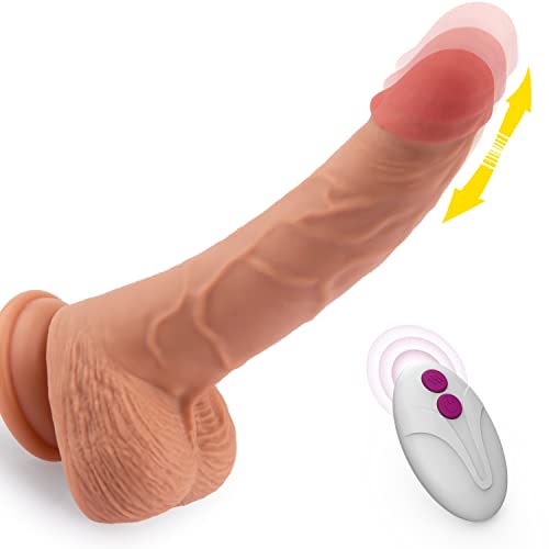 Realistisch Dildo Vibrationen Sex Spielzeug für die Frau, Silikon Dildoschwanz mit Stossfunktion für Frau G-Punkt Stimulation, Stark Stoßfunktionen Erotik Sex Toys