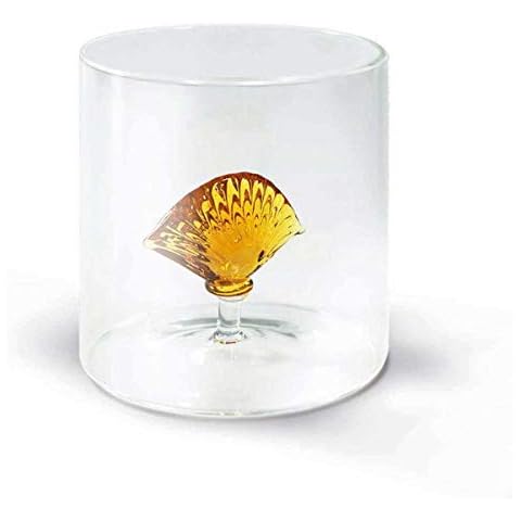 Borosilicate glass glass, capacity 250 ml. shell decoration Cover