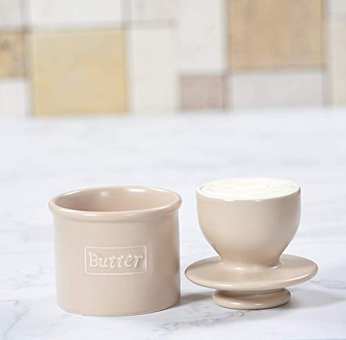 Butter Bell - The Original Butter Bell Crock by L. Tremain, French Ceramic Butter Dish, Café Matte Collection, Beige
