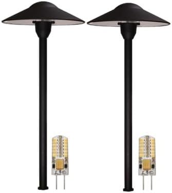 Best Pro Lighting 2- Pack 12V Landscape Lighting LED Mushroom Pathway Light in Black Finish (LEDBLK301)