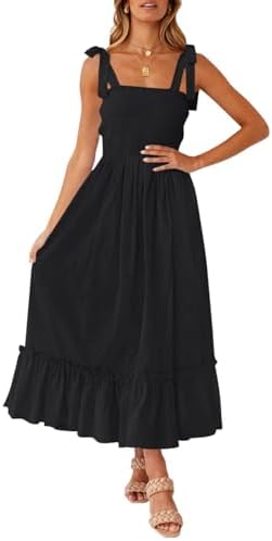 ZESICA Womens Summer Boho Spaghetti Strap Maxi Dress