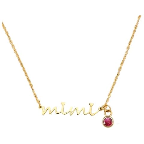 Huiuy 18K Gold Plated Necklace for Women, Dainty Nana Necklace Gift for Grandmother, Birthday Gift for Nana Mimi New Grandma from Granddaughter (MIMI - July) Cover