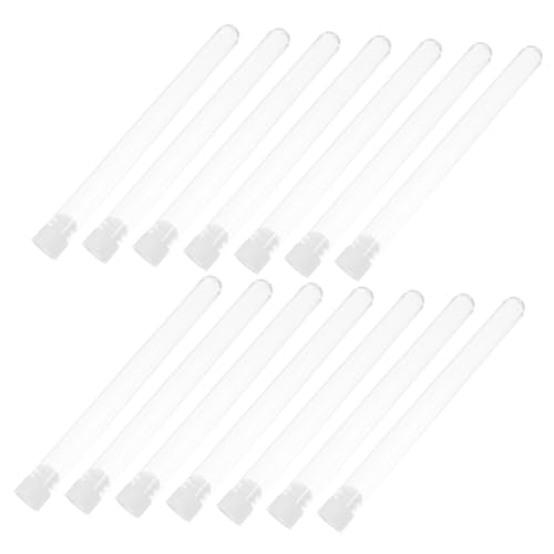 Parliky 50個プラスチック製透明小型試験管 封キャップ付き 衛生棉条収納用 防塵持ち歩き可能 多目的保存用バイアル 実験 クラフト アクセサリー収納対応