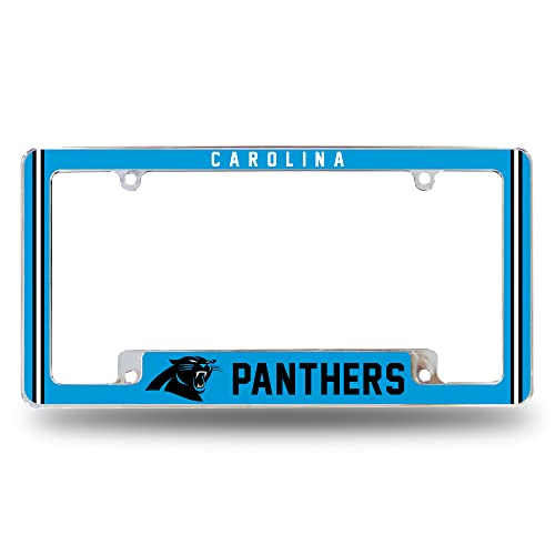 Rico Industries NFL Carolina Panthers Alternate 12" x 6" Chrome All Over Automotive License Plate Frame for Car/Truck/SUV