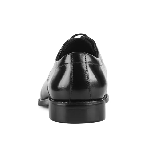 Image of Men Cap Toe Derby Shoes Open Lacing Wide Fit High Instep Full Grain Polished Leather Brogue Formal Dress Shoes for Wedding Groom Business Black Tie