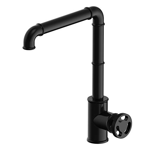 Cuisine Évier Robinet Vintage Steampunk industriel Style, Noir laiton Rétro Robinet, évier Mitigeur bec haut, 1 Manette Robinetterie, pour Salle de Bain et...
