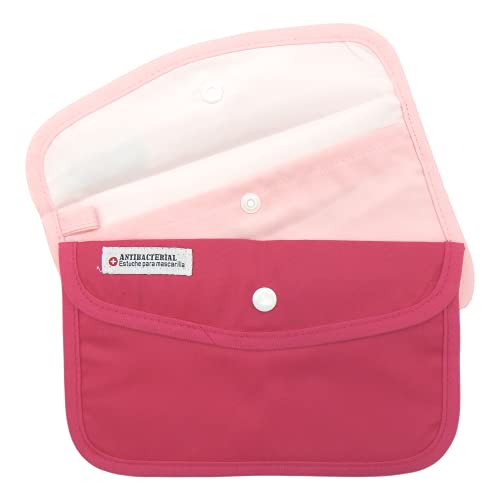 Cussi - Pack de 2 MaskCase, Estuches de Tela rectangulares para Guardar mascarillas (Rosa, Fucsia)