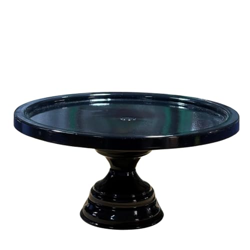 Image of Black Metal Cake Stand Pedestal | Round Non-Revolving 9 inch Diameter by 5 inch Height Dessert Display | Sturdy Cake Holder for Birthday, Wedding, Anniversary & Party Decor