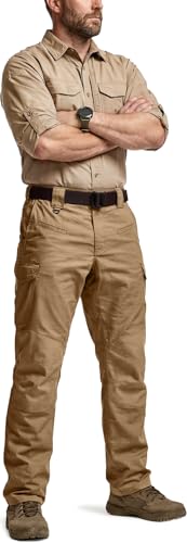 Image of CQR Men's Flex Ripstop Tactical Pants, Water Resistant Stretch Cargo Pants, Lightweight EDC Hiking Work Pants