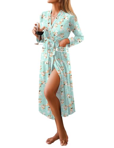 Image of Ekouaer Women Kimono Robes Full Length Knit Bathrobe Lightweight Sleepwear