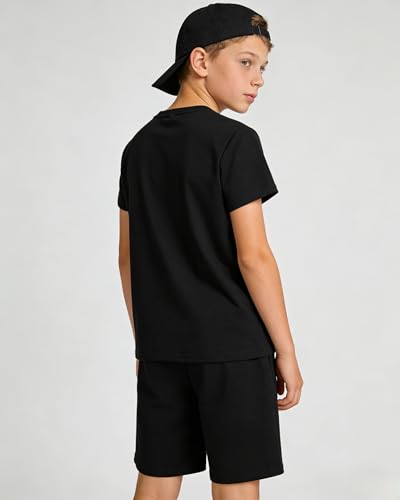 Image of Cakaner Tween Boys Summer Clothes 2 Piece Short Sleeve Graphic T-Shirt and Shorts Casual Outfit Set Size 7-14