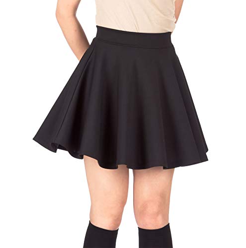 Pretty Fashion Women's Skater Skirt | Basic A-Line Stretchy Flared Mini Skater Skirt | Multiple Colours Plus Size 8-22 (Black, 16/18)