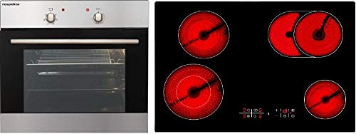 respekta Einbauherd Herdset autark Backofen Set Kochfeld Ceran 80 cm Umluft