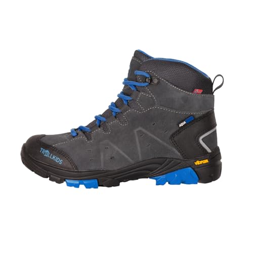 Trollkids Botas de senderismo Trollsteine impermeables, Antracita Azul Medio, 31 EU