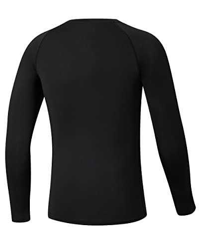 Willit Boys' Youth Compression Shirts Long Sleeve Football Baselayer Kids Soccer Undershirts Quick Dry Black L #TOP2