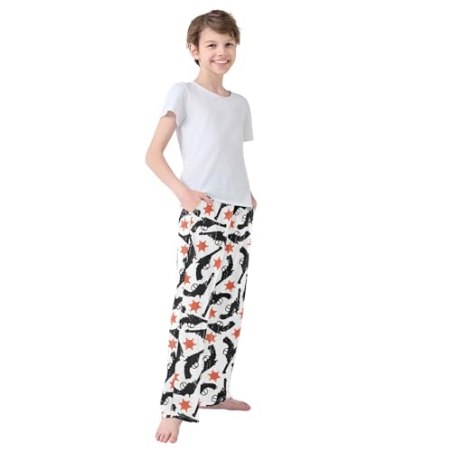 Boys' Pants Retro Gun Pattern Sheriff Star Long Bottoms Jogger Pants Elastic Waist Trousers with Pockets S-XL4