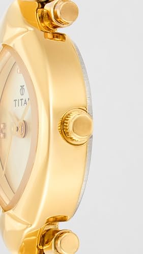 Titan Quartz Analog Champagne Dial Gold Stainless Steel Strap Watch for Women - NT2417YM02