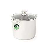 Russell Hobbs Classic Collection 24 cm Stockpot – Stainless Steel Cooking Pot, Tempered Glass Lid with Steam Vent, 9 Litre Capacity, Mirror Finish, Easy to Clean, for Soups, Casseroles, Curry
